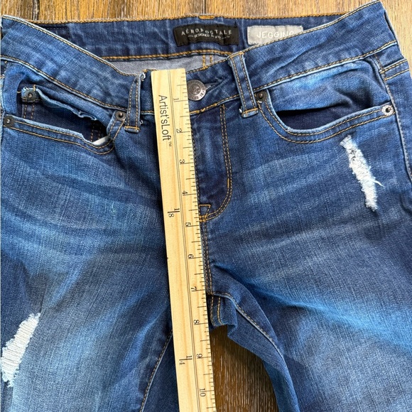 Aeropostale Women’s Blue Skinny Distressed Jegging Jeans Size 2 - Picture 8 of 12